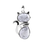Mistgift Cute Cat Pendants Made of Natural Crystal such as Amethyst, Tiger Eye, Aventurine, Turquoise, Opal, Malachite, Agate, Rose Quartz