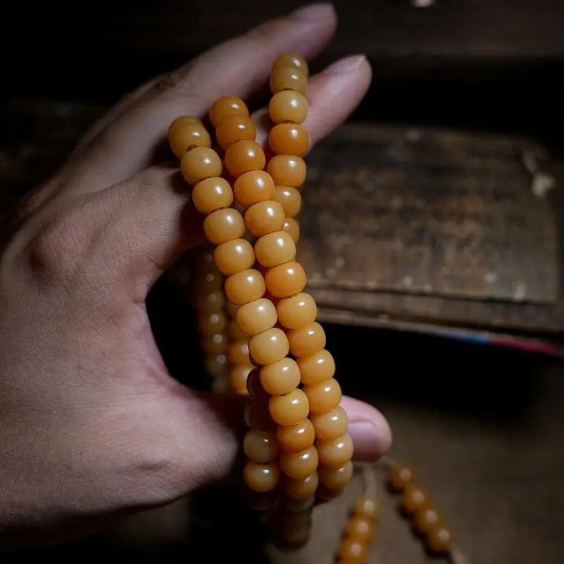 Mistgift Tibet Old Bodhi Seed 108 Mala Beeds Necklace