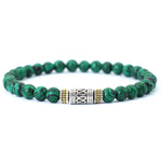 Mistgift 6mm Tibetan Buddhist Meditation Bracelet Respectively Made by Natural Red Turquoise, Tiger Eye, Malachite, Lava Stone, & Onyx