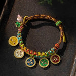 Mistgift Tibetan Colorful Rope Five Way God of Wealth Adjustable Handmade Bracelet