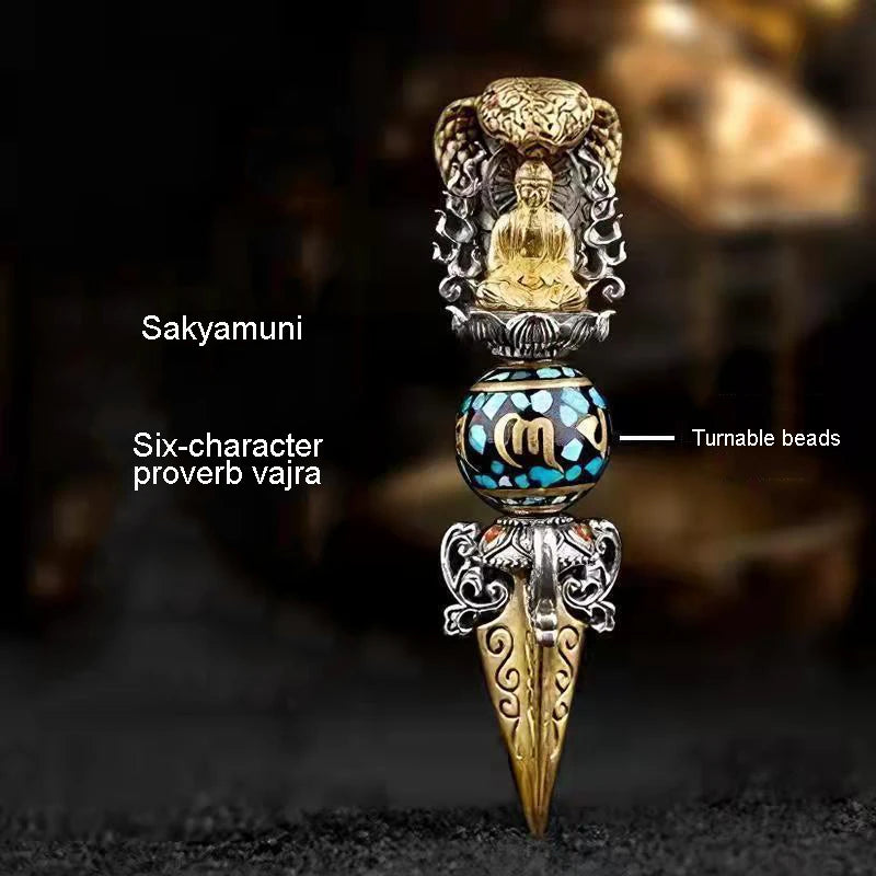 Mistgift Buddhist Shakyamuni Dharma Vessel Exorcism Vajra Pendant Necklace Gift for Wealth