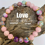 Mistgift Attracting Love Jasper and Rose Quartz Beaded Bracelets