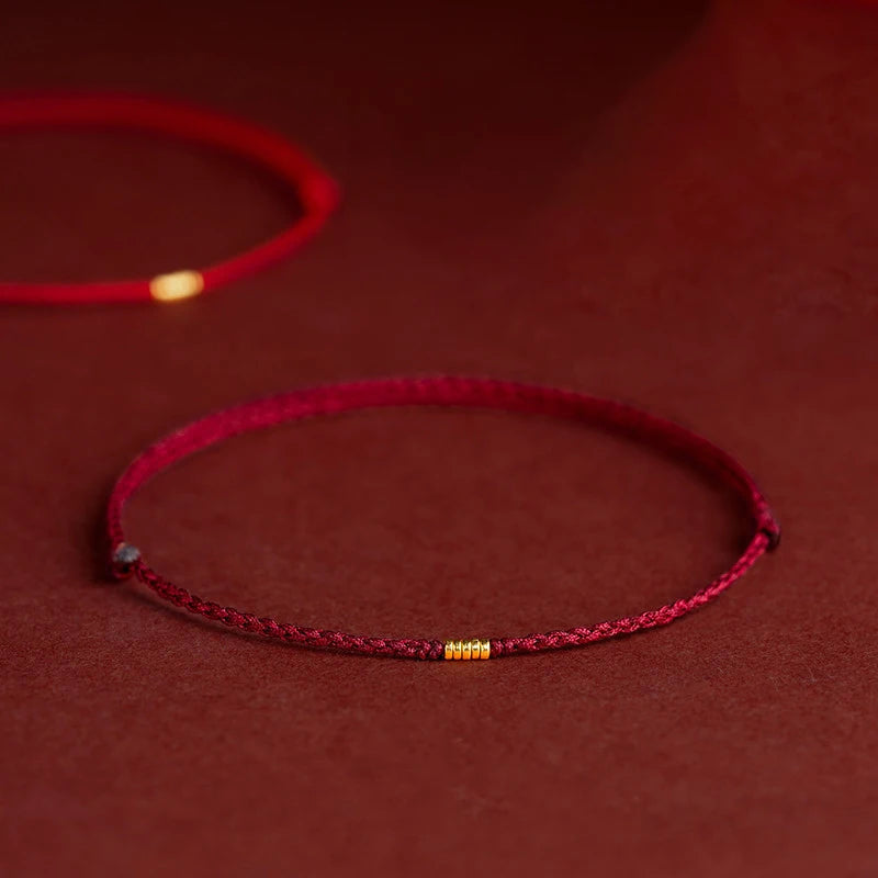 Mistgift Handmade Gold Color Beads Red Rope Good Luck Bracelets Gifts For Her