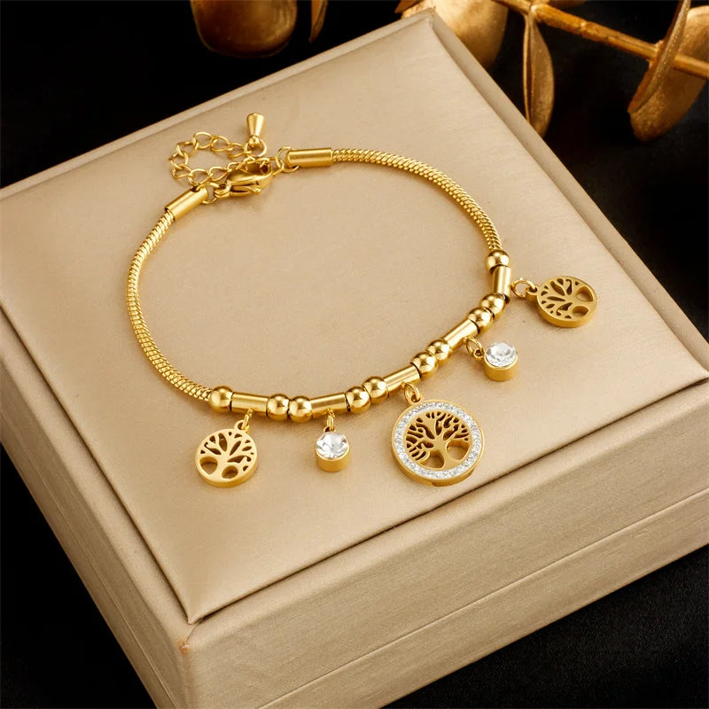 Mistgift Tree of Life Charm Bracelet with Sparkling Zircon