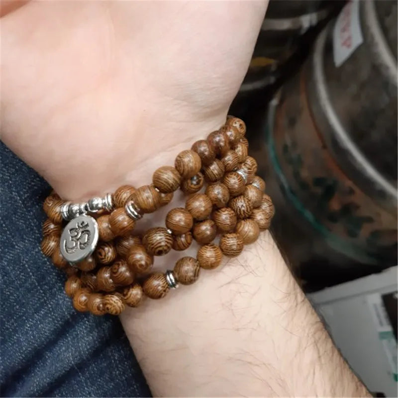 Mistgift Wood Mala: 108 Bead Meditation Necklace & Bracelet