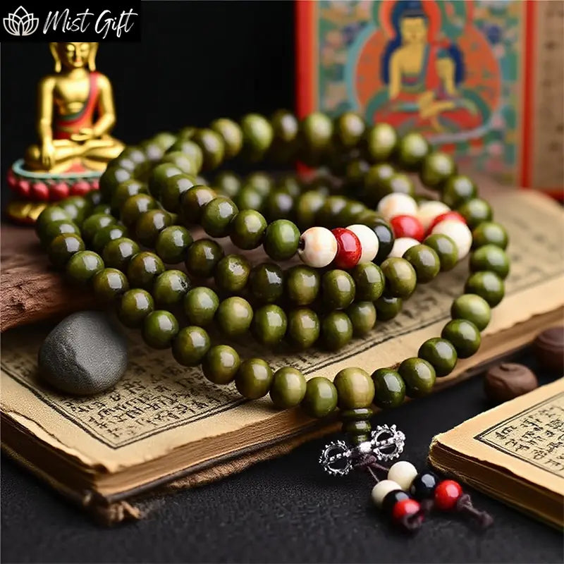 Mistgift Natural Sandalwood Buddha Mala 108 Beads Bracelets