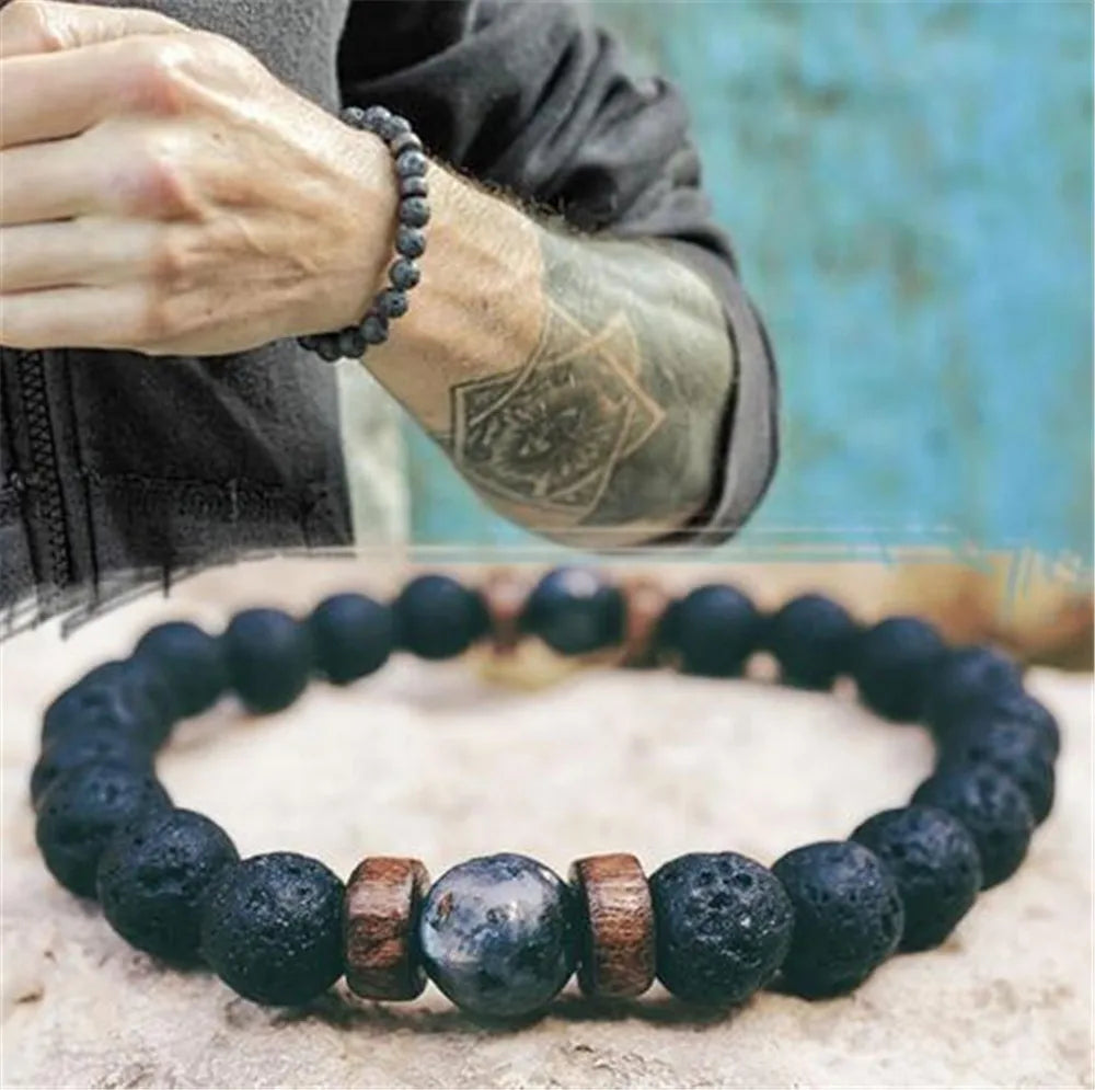Mistgift Tibetan Buddha Lava Stone Bracelet Symbolizing the Ability to Rise Through Challenges.