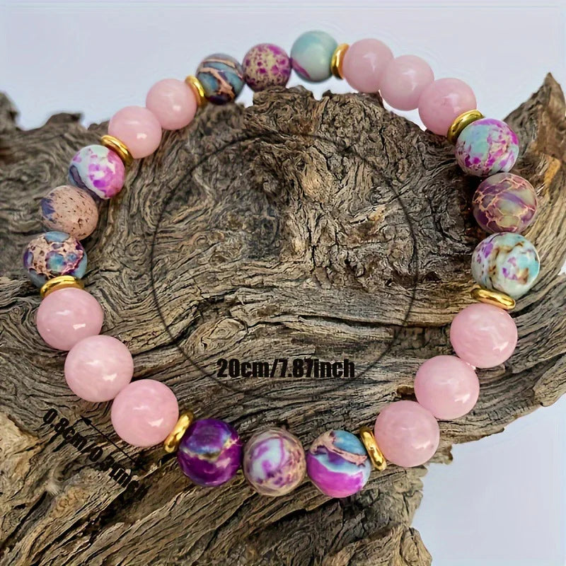 Mistgift Attracting Love Jasper and Rose Quartz Beaded Bracelets