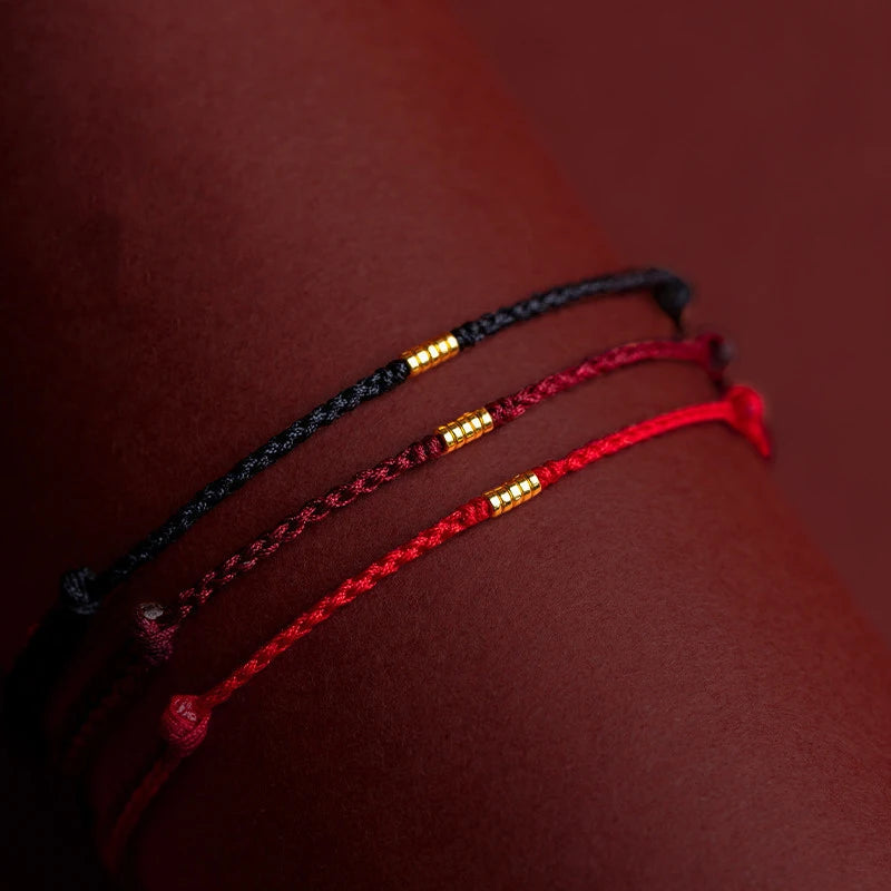 Mistgift Handmade Gold Color Beads Red Rope Good Luck Bracelets Gifts For Her