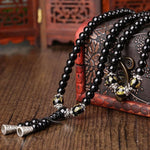 Mistgift 108 Mala Beads Six Words Mantra Om Mani Padme Hum Obsidian Meditation Bracelet Necklace