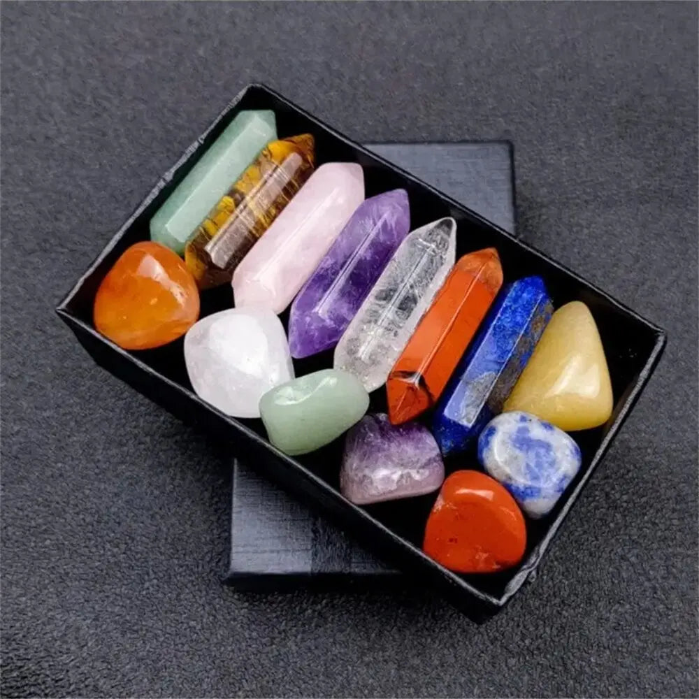 Mistgift 14pcs Crystal Chakra Healing Rose Quartz Gems For Meditation