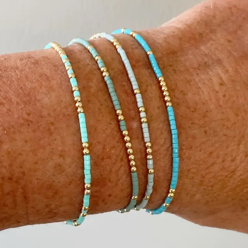 Mistgift 4 PCS Handmade Turquoise Bracelet For Girls