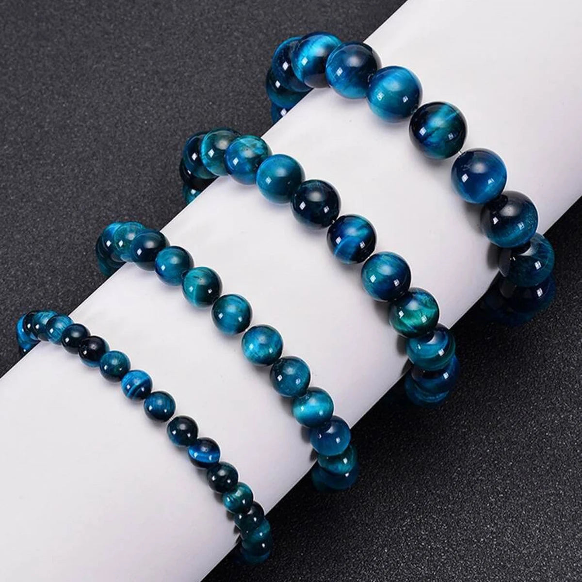 Mistgift Blue Tiger Eye Stone Beaded Bracelet