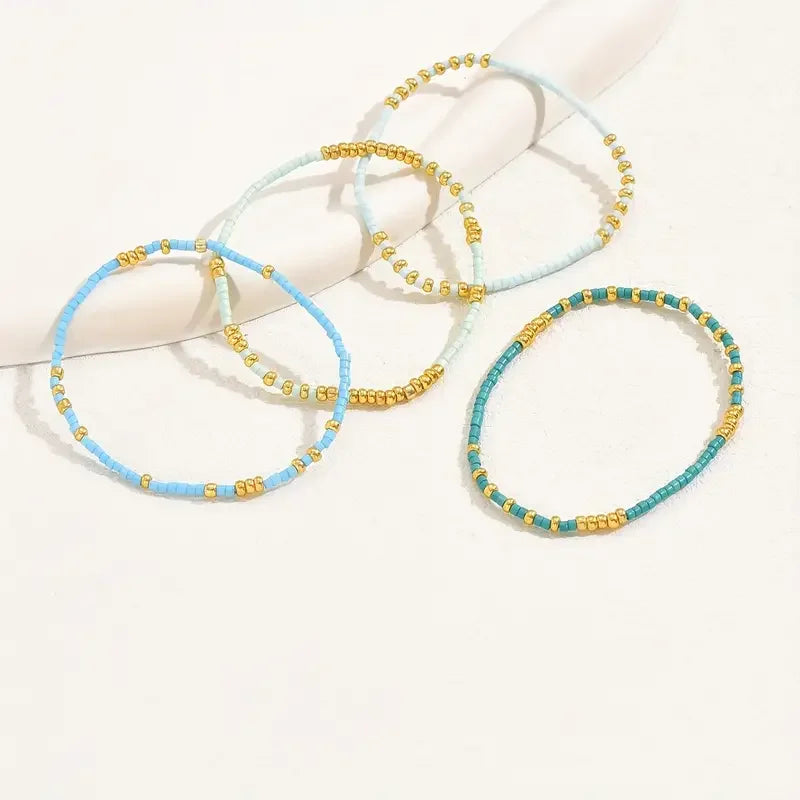 Mistgift 4 PCS Handmade Turquoise Bracelet For Girls