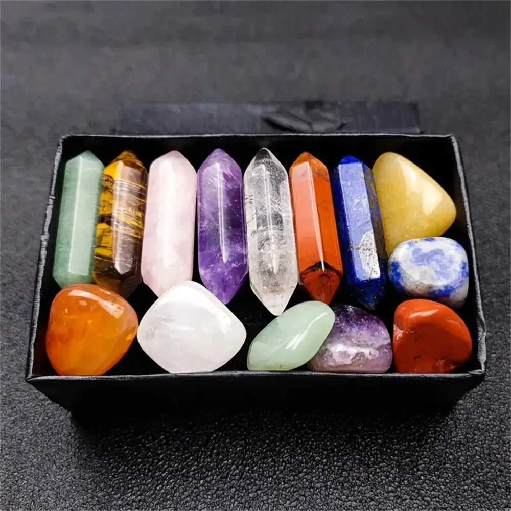 Mistgift 14pcs Crystal Chakra Healing Rose Quartz Gems For Meditation