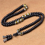 Mistgift 108 Mala Beads Six Words Mantra Om Mani Padme Hum Obsidian Meditation Bracelet Necklace