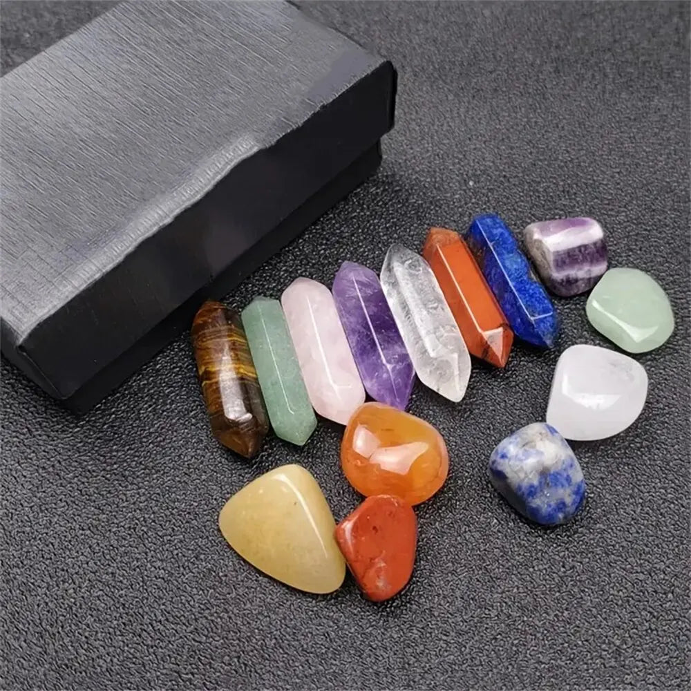 Mistgift 14pcs Crystal Chakra Healing Rose Quartz Gems For Meditation