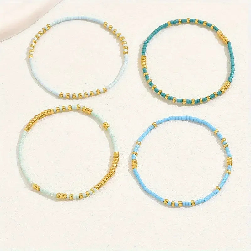 Mistgift 4 PCS Handmade Turquoise Bracelet For Girls