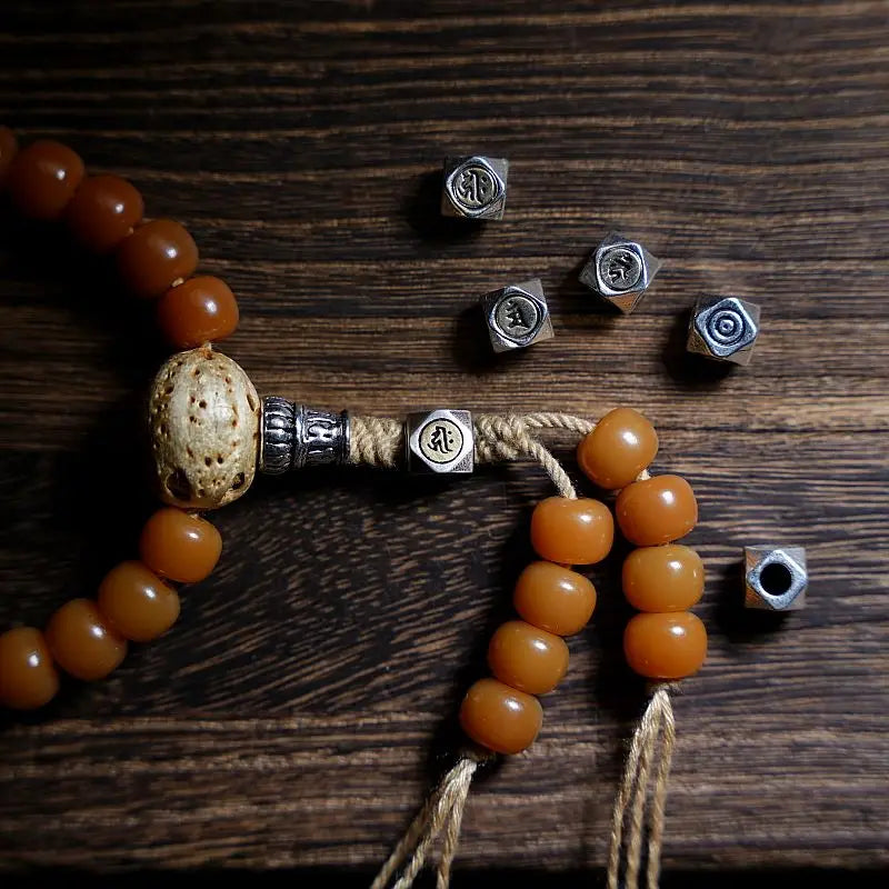 Mistgift Tibet Old Bodhi Seed 108 Mala Beeds Necklace