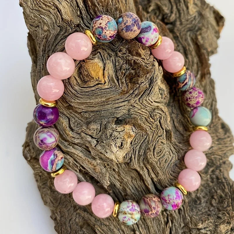 Mistgift Attracting Love Jasper and Rose Quartz Beaded Bracelets