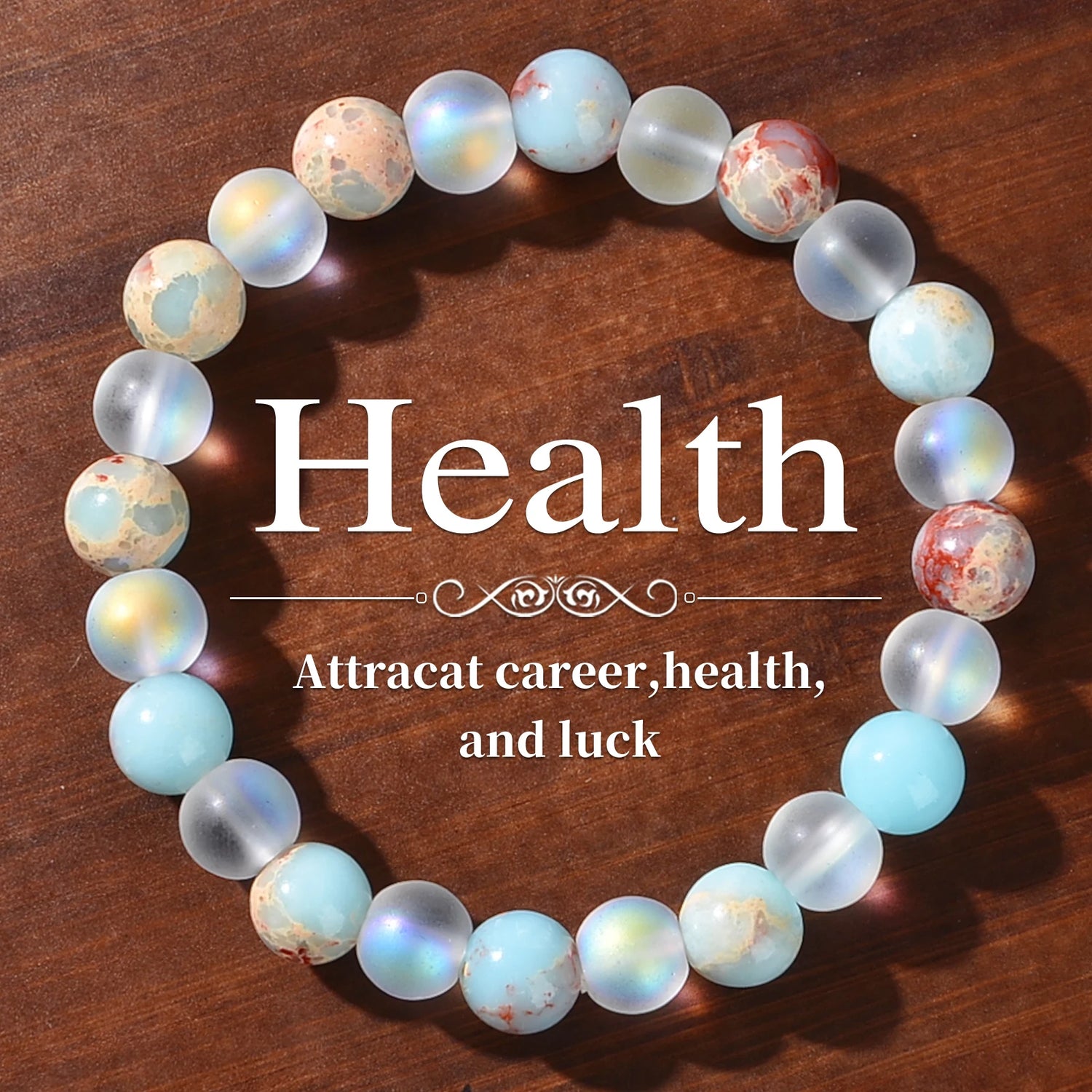 Mistgift Aura Quartz and Ocean Sediment Beaded Bracelet Bringing Abundance & Prosperity