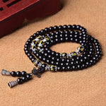 Mistgift 108 Mala Beads Six Words Mantra Om Mani Padme Hum Obsidian Meditation Bracelet Necklace