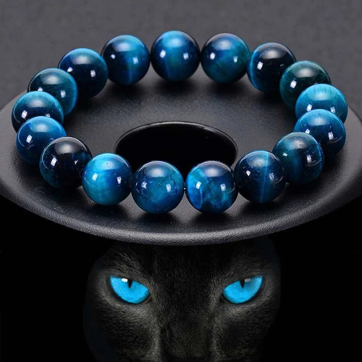 Mistgift Blue Tiger Eye Stone Beaded Bracelet