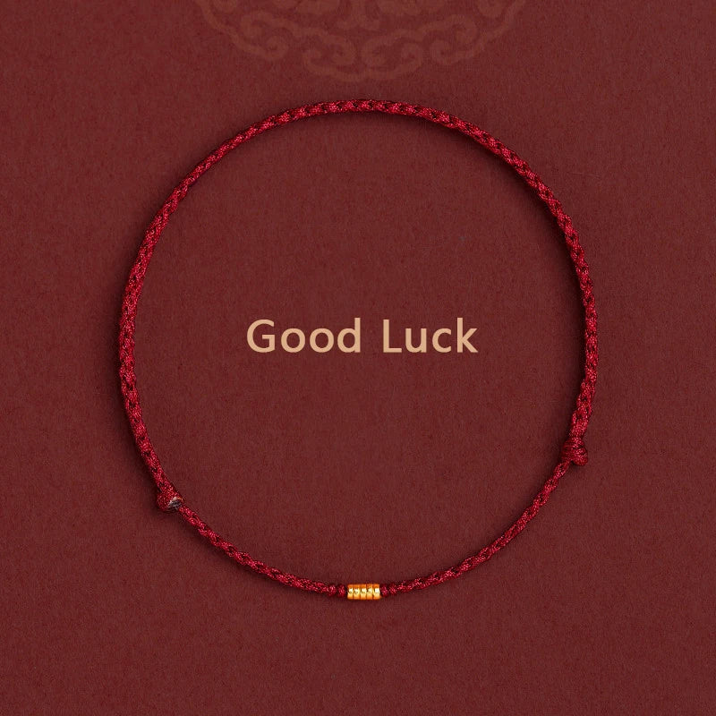 Mistgift Handmade Gold Color Beads Red Rope Good Luck Bracelets Gifts For Her